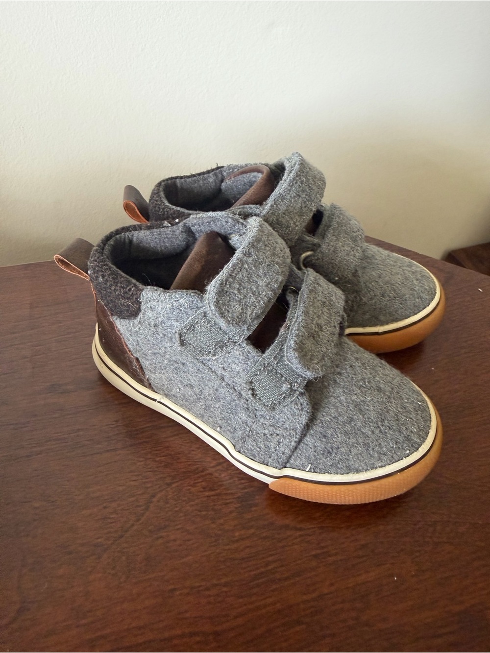 Cat & Jack Kids Gray High-Top Sneakers with Brown Accents